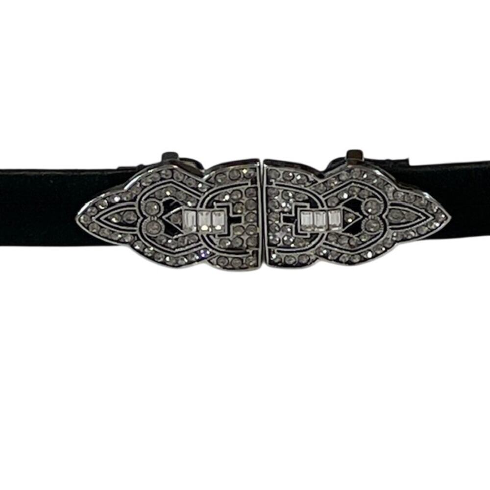 Lauren Ralph Lauren Black Belt with Silver Jeweled Buckle
